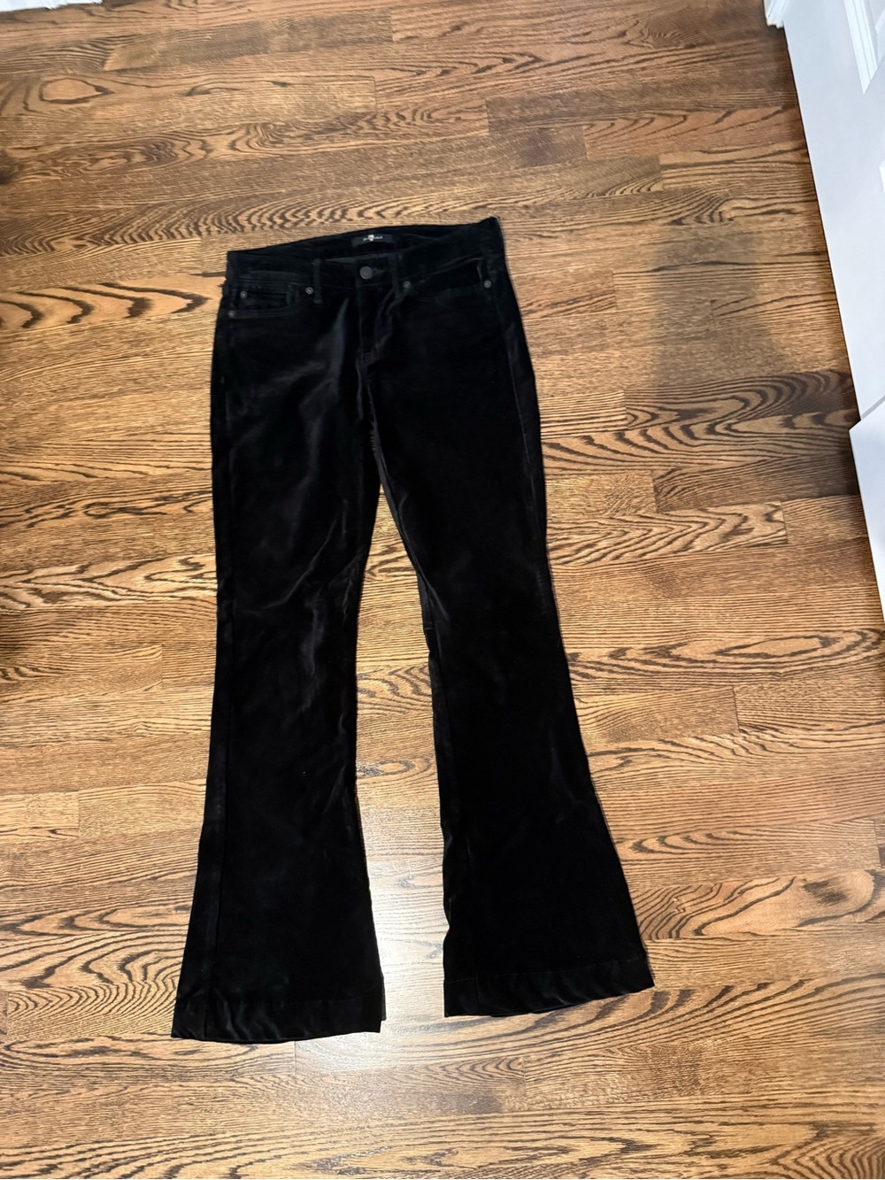 7 For All Mankind Black Velvet Boot Cut Pants